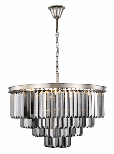 Elegant Sydney 17-LT Polished Nickel Chandelier Silver Shade Royal Cut Crystal - 1231D32PN-SS/RC
