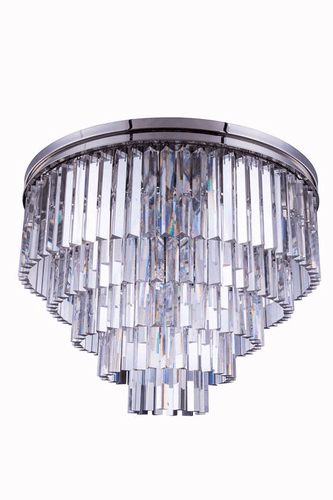 Elegant Sydney 17-LT Polished Nickel Flush Mount Clear Royal Cut Crystal - 1201F32PN/RC
