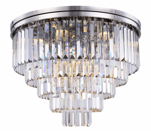 Elegant Sydney 17-LT Polished Nickel Flush Mount Clear Royal Cut Crystal - 1231F32PN/RC
