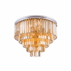 Elegant Sydney 17-LT Polished Nickel Flush Mount Golden Teak Royal Cut Crystal - 1201F32PN-GT/RC Elegant Sydney 17-LT Polished Nickel Flush Mount Golden Teak Royal Cut Crystal - 1201F32PN-GT/RC