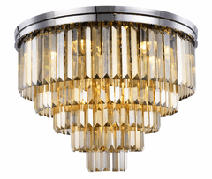Elegant Sydney 17-LT Polished Nickel Flush Mount Golden Teak Royal Cut Crystal - 1231F32PN-GT/RC Elegant Sydney 17-LT Polished Nickel Flush Mount Golden Teak Royal Cut Crystal - 1231F32PN-GT/RC