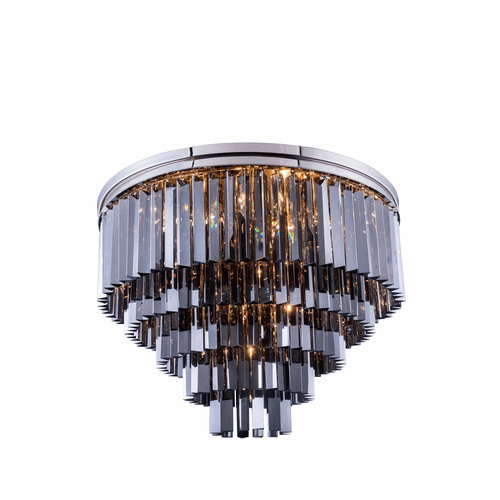 Elegant Sydney 17-LT Polished Nickel Flush Mount Silver Shade Royal Cut Crystal - 1201F32PN-SS/RC