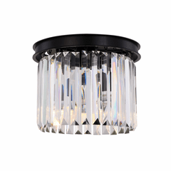 Elegant Sydney 3-LT Matte Black Flush Mount Clear Royal Cut Crystal - 1238F12MB/RC