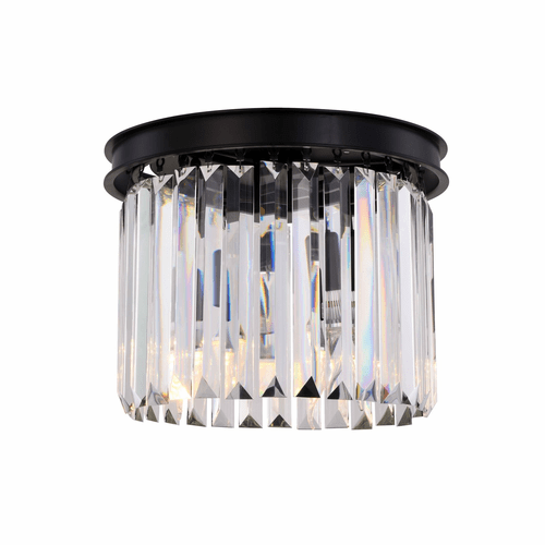 Elegant Sydney 3-LT Matte Black Flush Mount Clear Royal Cut Crystal - 1238F12MB/RC