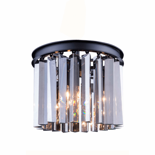 Elegant Sydney 3-LT Matte Black Flush Mount Silver Shade Royal Cut Crystal - 1208F12MB-SS/RC