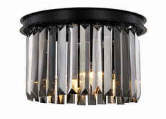 Elegant Sydney 3-LT Matte Black Flush Mount Silver Shade Royal Cut Crystal - 1238F16MB-SS/RC Elegant Sydney 3-LT Matte Black Flush Mount Silver Shade Royal Cut Crystal - 1238F16MB-SS/RC