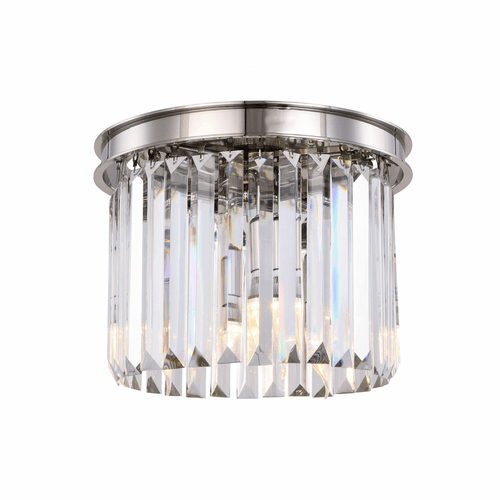 Elegant Sydney 3-LT Polished Nickel Flush Mount Clear Royal Cut Crystal - 1238F12PN/RC