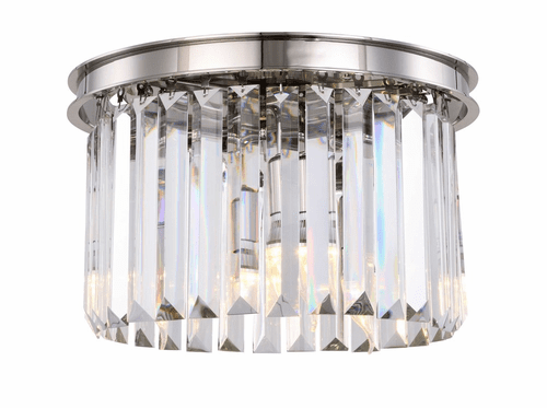 Elegant Sydney 3-LT Polished Nickel Flush Mount Clear Royal Cut Crystal - 1238F16PN/RC