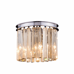 Elegant Sydney 3-LT Polished Nickel Flush Mount Golden Teak Royal Cut Crystal - 1208F12PN-GT/RC