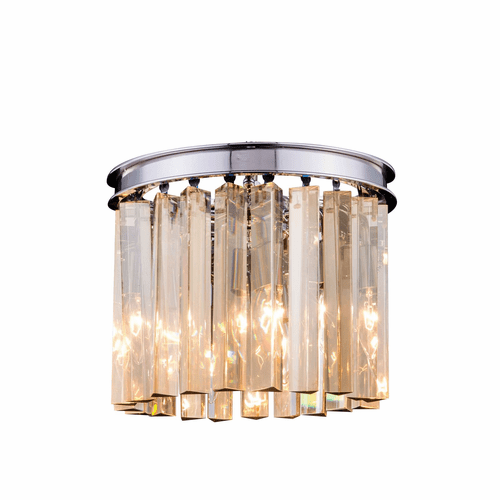 Elegant Sydney 3-LT Polished Nickel Flush Mount Golden Teak Royal Cut Crystal - 1208F12PN-GT/RC