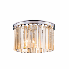 Elegant Sydney 3-LT Polished Nickel Flush Mount Golden Teak Royal Cut Crystal - 1208F16PN-GT/RC