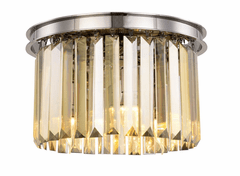 Elegant Sydney 3-LT Polished Nickel Flush Mount Golden Teak Royal Cut Crystal - 1238F16PN-GT/RC