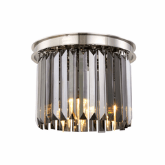 Elegant Sydney 3-LT Polished Nickel Flush Mount Silver Shade Royal Cut Crystal - 1238F12PN-SS/RC