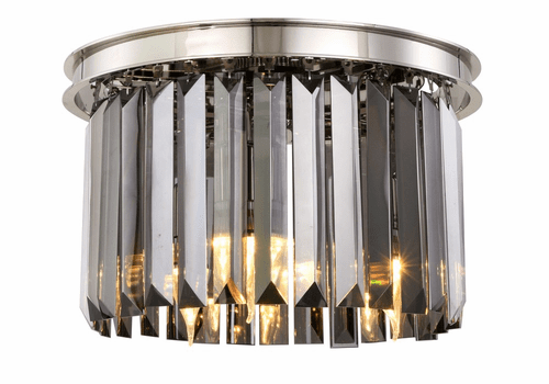 Elegant Sydney 3-LT Polished Nickel Flush Mount Silver Shade Royal Cut Crystal - 1238F16PN-SS/RC