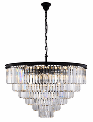 Elegant Sydney 33-LT Matte Black Chandelier Clear Royal Cut Crystal - 1231D44MB/RC
