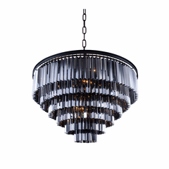 Elegant Sydney 33-LT Matte Black Chandelier Silver Shade Royal Cut Crystal - 1201D44MB-SS/RC Elegant Sydney 33-LT Matte Black Chandelier Silver Shade Royal Cut Crystal - 1201D44MB-SS/RC