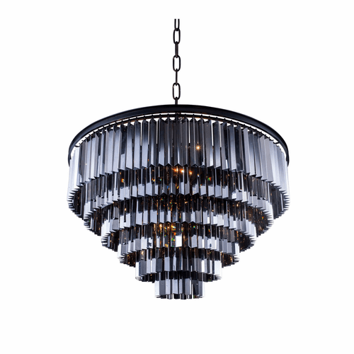 Elegant Sydney 33-LT Matte Black Chandelier Silver Shade Royal Cut Crystal - 1201D44MB-SS/RC
