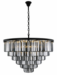 Elegant Sydney 33-LT Matte Black Chandelier Silver Shade Royal Cut Crystal - 1231D44MB-SS/RC Elegant Sydney 33-LT Matte Black Chandelier Silver Shade Royal Cut Crystal - 1231D44MB-SS/RC