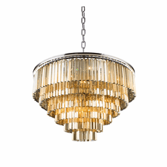 Elegant Sydney 33-LT Polished Nickel Chandelier Golden Teak Royal Cut Crystal - 1201D44PN-GT/RC Elegant Sydney 33-LT Polished Nickel Chandelier Golden Teak Royal Cut Crystal - 1201D44PN-GT/RC