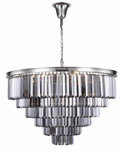 Elegant Sydney 33-LT Polished Nickel Chandelier Silver Shade Royal Cut Crystal - 1231D44PN-SS/RC