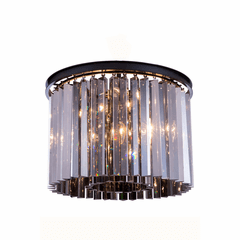 Elegant Sydney 6-LT Matte Black Flush Mount Silver Shade Royal Cut Crystal - 1208F20MB-SS/RC Elegant Sydney 6-LT Matte Black Flush Mount Silver Shade Royal Cut Crystal - 1208F20MB-SS/RC