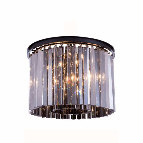 Elegant Sydney 6-LT Matte Black Flush Mount Silver Shade Royal Cut Crystal - 1208F20MB-SS/RC