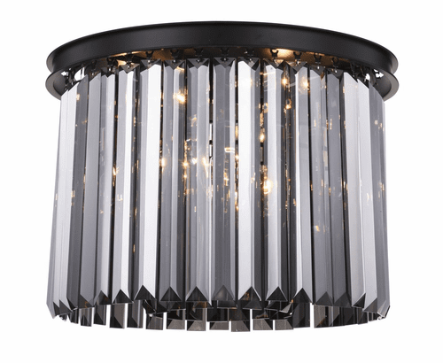Elegant Sydney 6-LT Matte Black Flush Mount Silver Shade Royal Cut Crystal - 1238F20MB-SS/RC