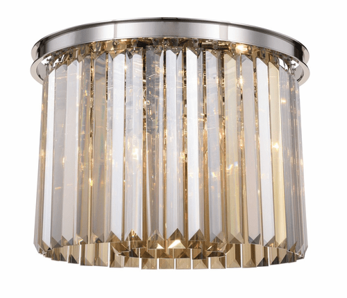 Elegant Sydney 6-LT Polished Nickel Flush Mount Golden Teak Royal Cut Crystal - 1238F20PN-GT/RC