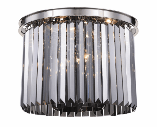 Elegant Sydney 6-LT Polished Nickel Flush Mount Silver Shade Royal Cut Crystal - 1238F20PN-SS/RC