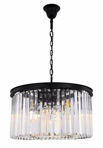 Elegant Sydney 8-LT Matte Black Chandelier Clear Royal Cut Crystal - 1238D26MB/RC