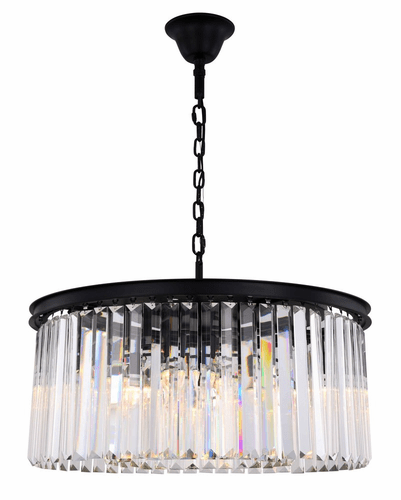 Elegant Sydney 8-LT Matte Black Chandelier Clear Royal Cut Crystal - 1238D31MB/RC