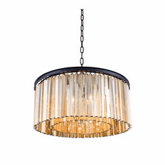 Elegant Sydney 8-LT Matte Black Chandelier Golden Teak (Smoky) Royal Cut Crystal - 1208D31MB-GT/RC Elegant Sydney 8-LT Matte Black Chandelier Golden Teak (Smoky) Royal Cut Crystal - 1208D31MB-GT/RC