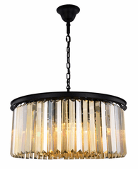 Elegant Sydney 8-LT Matte Black Chandelier Golden Teak (Smoky) Royal Cut Crystal - 1238D31MB-GT/RC Elegant Sydney 8-LT Matte Black Chandelier Golden Teak (Smoky) Royal Cut Crystal - 1238D31MB-GT/RC