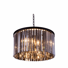 Elegant Sydney 8-LT Matte Black Chandelier Silver Shade (Grey) Royal Cut Crystal - 1208D26MB-SS/RC Elegant Sydney 8-LT Matte Black Chandelier Silver Shade (Grey) Royal Cut Crystal - 1208D26MB-SS/RC