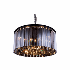 Elegant Sydney 8-LT Matte Black Chandelier Silver Shade (Grey) Royal Cut Crystal - 1208D31MB-SS/RC Elegant Sydney 8-LT Matte Black Chandelier Silver Shade (Grey) Royal Cut Crystal - 1208D31MB-SS/RC