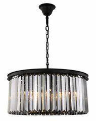 Elegant Sydney 8-LT Matte Black Chandelier Silver Shade (Grey) Royal Cut Crystal - 1238D31MB-SS/RC Elegant Sydney 8-LT Matte Black Chandelier Silver Shade (Grey) Royal Cut Crystal - 1238D31MB-SS/RC
