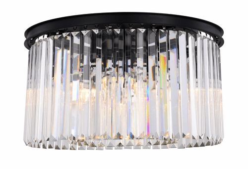 Elegant Sydney 8-LT Matte Black Flush Mount Clear Royal Cut Crystal - 1238F26MB/RC