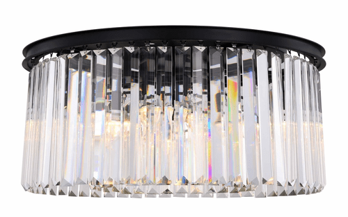 Elegant Sydney 8-LT Matte Black Flush Mount Clear Royal Cut Crystal - 1238F31MB/RC