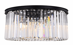 Elegant Sydney 8-LT Matte Black Flush Mount Clear Royal Cut Crystal - 1238F31MB/RC