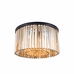 Elegant Sydney 8-LT Matte Black Flush Mount Golden Teak Royal Cut Crystal - 1208F26MB-GT/RC