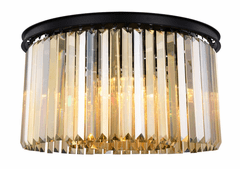 Elegant Sydney 8-LT Matte Black Flush Mount Golden Teak Royal Cut Crystal - 1238F26MB-GT/RC Elegant Sydney 8-LT Matte Black Flush Mount Golden Teak Royal Cut Crystal - 1238F26MB-GT/RC
