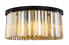 Elegant Sydney 8-LT Matte Black Flush Mount Golden Teak Royal Cut Crystal - 1238F31MB-GT/RC