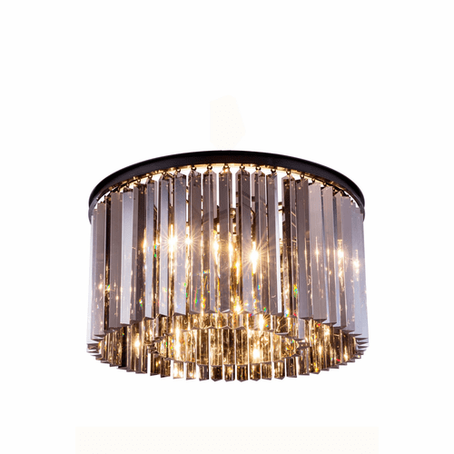 Elegant Sydney 8-LT Matte Black Flush Mount Silver Shade Royal Cut Crystal - 1208F26MB-SS/RC