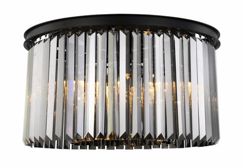 Elegant Sydney 8-LT Matte Black Flush Mount Silver Shade Royal Cut Crystal - 1238F26MB-SS/RC