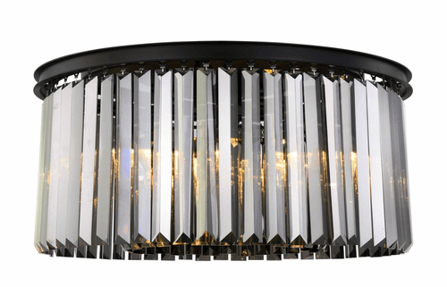 Elegant Sydney 8-LT Matte Black Flush Mount Silver Shade Royal Cut Crystal - 1238F31MB-SS/RC
