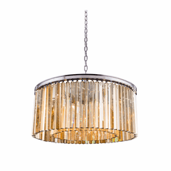 Elegant Sydney 8-LT Polished Nickel Chandelier Golden Teak Royal Cut Crystal - 1208D31PN-GT/RC Elegant Sydney 8-LT Polished Nickel Chandelier Golden Teak Royal Cut Crystal - 1208D31PN-GT/RC