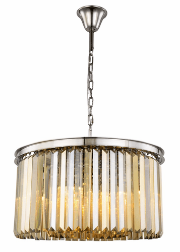 Elegant Sydney 8-LT Polished Nickel Chandelier Golden Teak Royal Cut Crystal - 1238D26PN-GT/RC