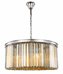 Elegant Sydney 8-LT Polished Nickel Chandelier Golden Teak Royal Cut Crystal - 1238D31PN-GT/RC