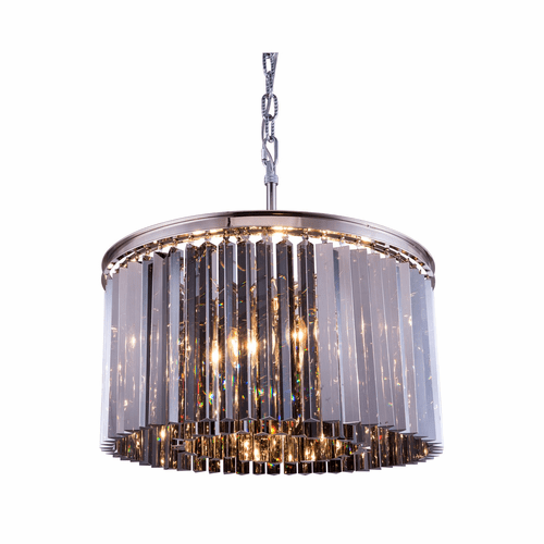 Elegant Sydney 8-LT Polished Nickel Chandelier Silver Shade Royal Cut Crystal - 1208D26PN-SS/RC