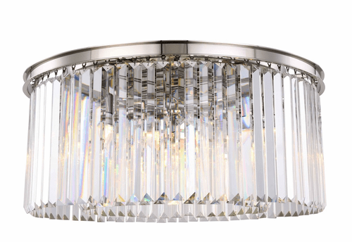 Elegant Sydney 8-LT Polished Nickel Flush Mount Clear Royal Cut Crystal - 1238F31PN/RC